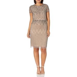 Adrianna Papell Blouson Bead-Embellished Cocktail Dress